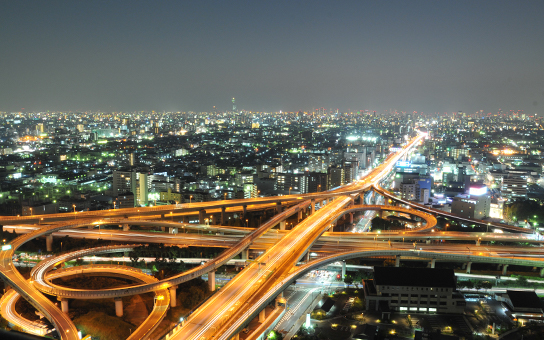東大阪市役所22階展望ロビーからの夜景